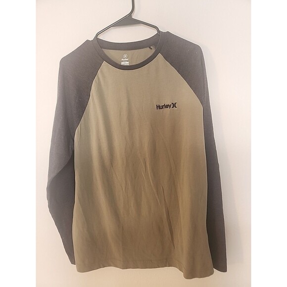 Hurley Long Sleeve T-Shirt Men’s Medium Green W Black Sleeve - Picture 8 of 12